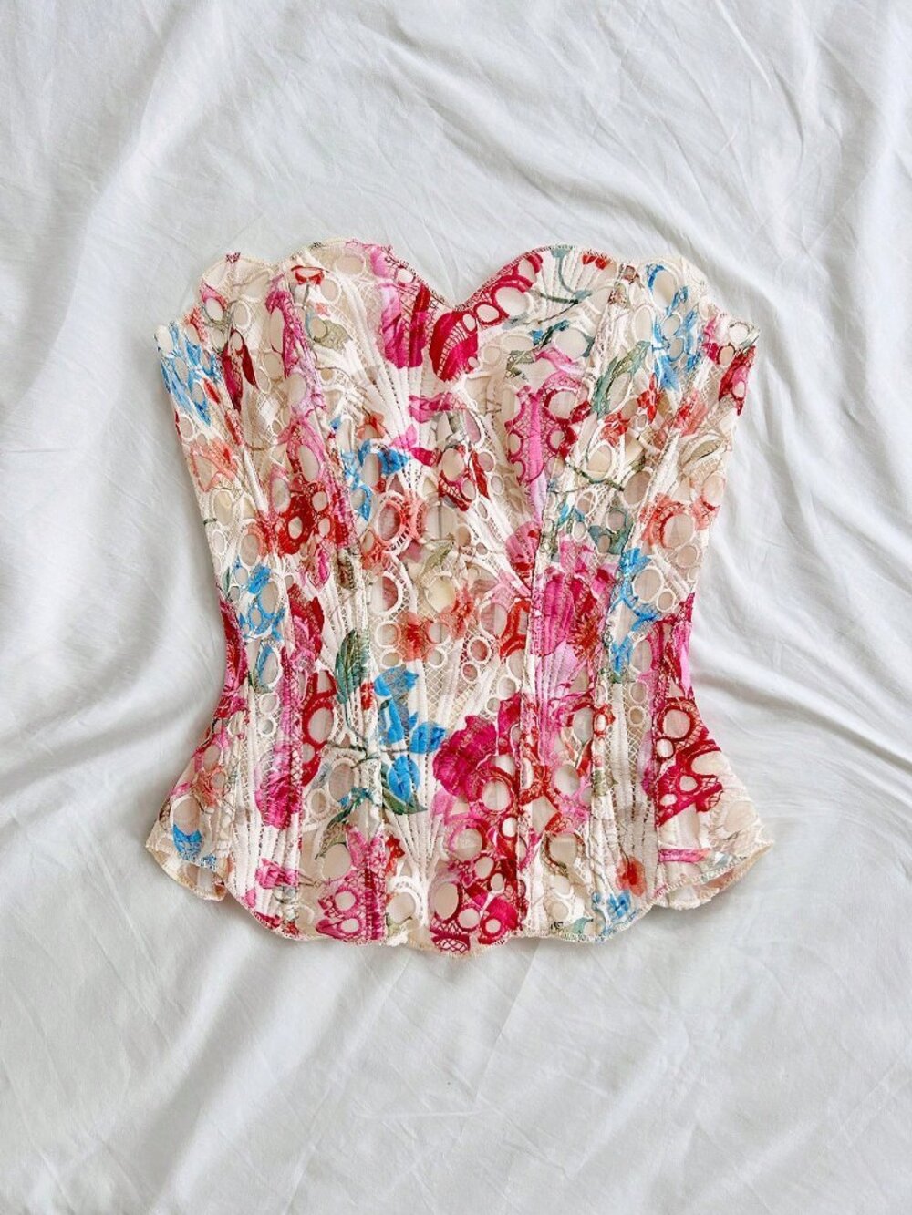 Multicolor Boho Women's Tropical Halter Backless Printed Tie Front Blouse - Picture 3 of 6